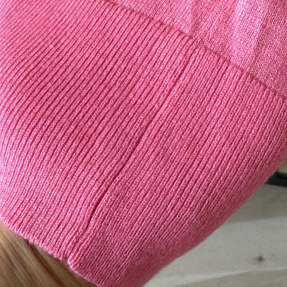 Banana Republic silk cashmere sweater crewneck ribbed bright pink guava top - Picture 5 of 6